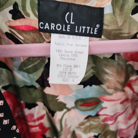 Vintage 90s Carole Little Oversized Pink Floral Blazer Oversized Crystal Beads - Picture 10 of 12